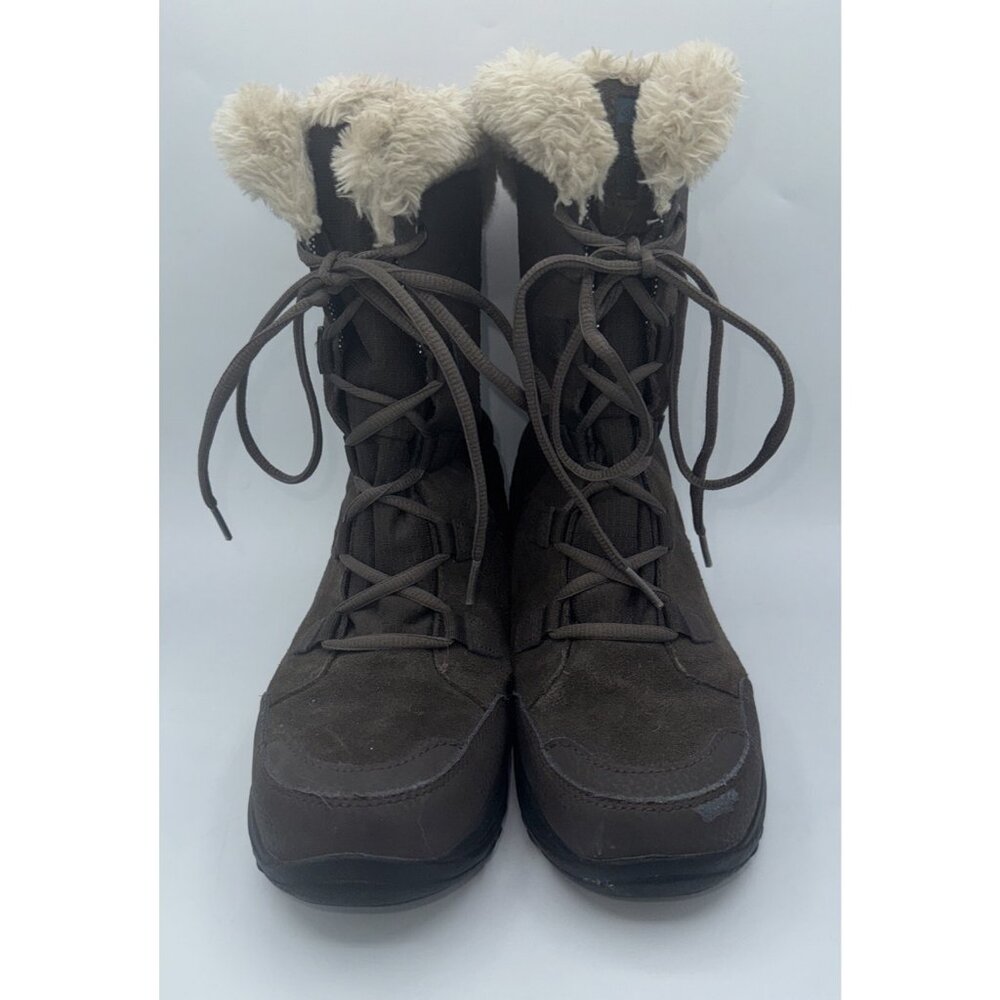 Columbia Women Size 8 Ice Maiden II Leather Boots Faux Fur Trim Hiking Lace Up